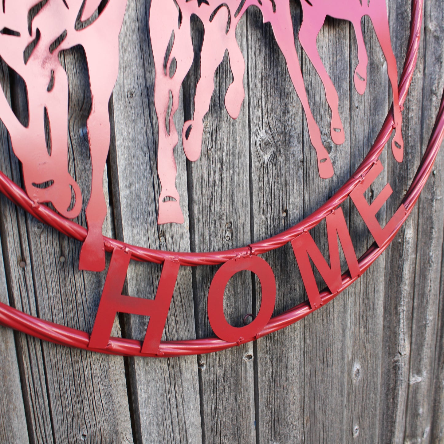 WELCOME RUNNING HORSES RUSTIC RED METAL WALL ART SIGN WESTERN HOME DECOR HANDMADE NEW #EH12719