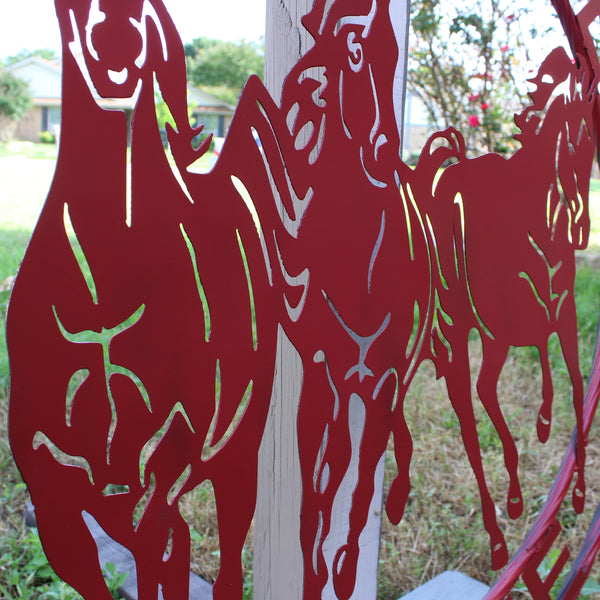 WELCOME RUNNING HORSES RUSTIC RED METAL WALL ART SIGN WESTERN HOME DECOR HANDMADE NEW #EH12719
