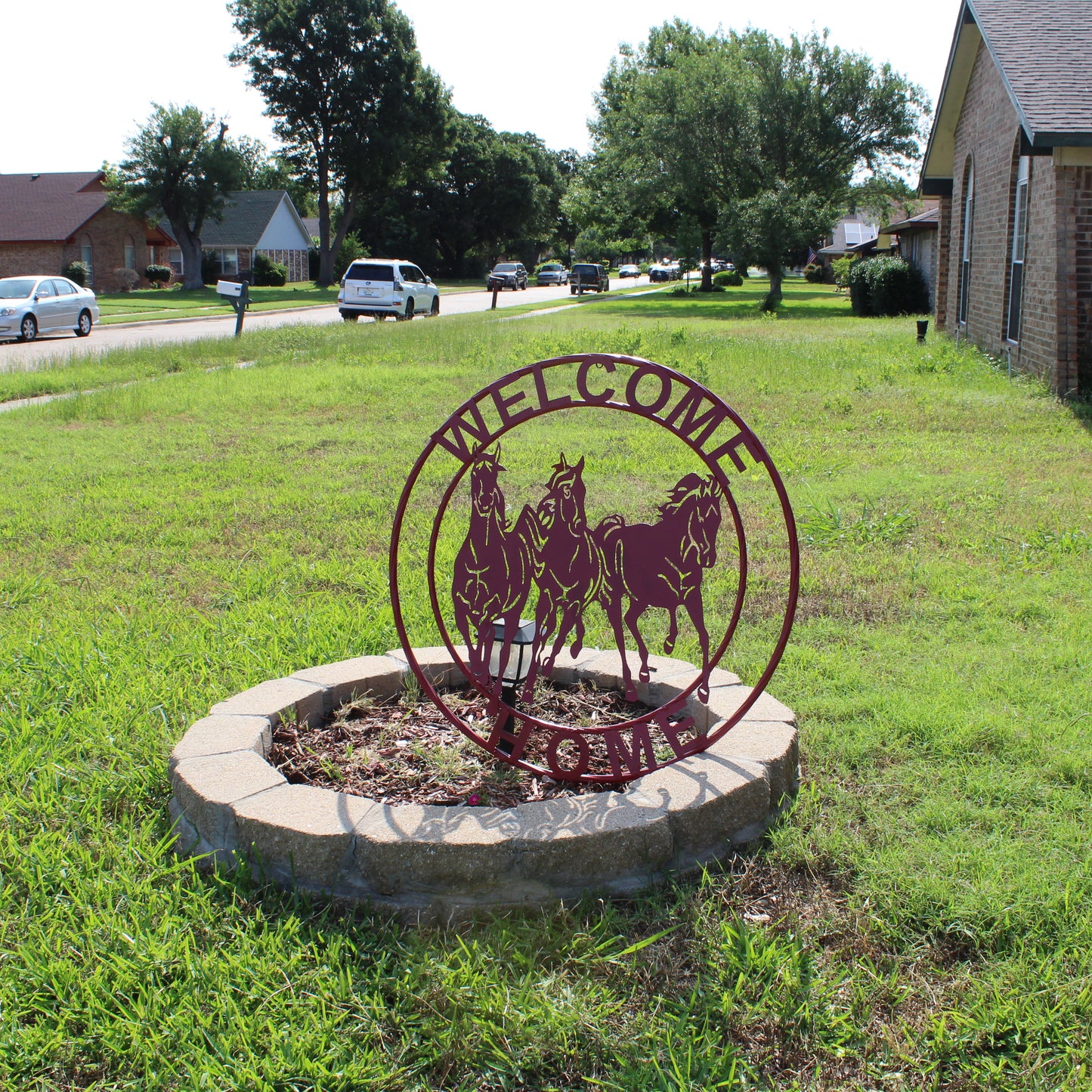 WELCOME RUNNING HORSES RUSTIC RED METAL WALL ART SIGN WESTERN HOME DECOR HANDMADE NEW #EH12719