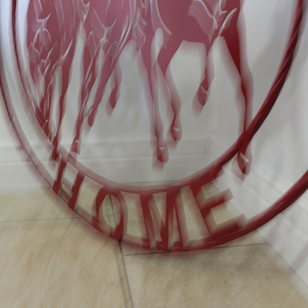 WELCOME RUNNING HORSES RUSTIC RED METAL WALL ART SIGN WESTERN HOME DECOR HANDMADE NEW #EH12719