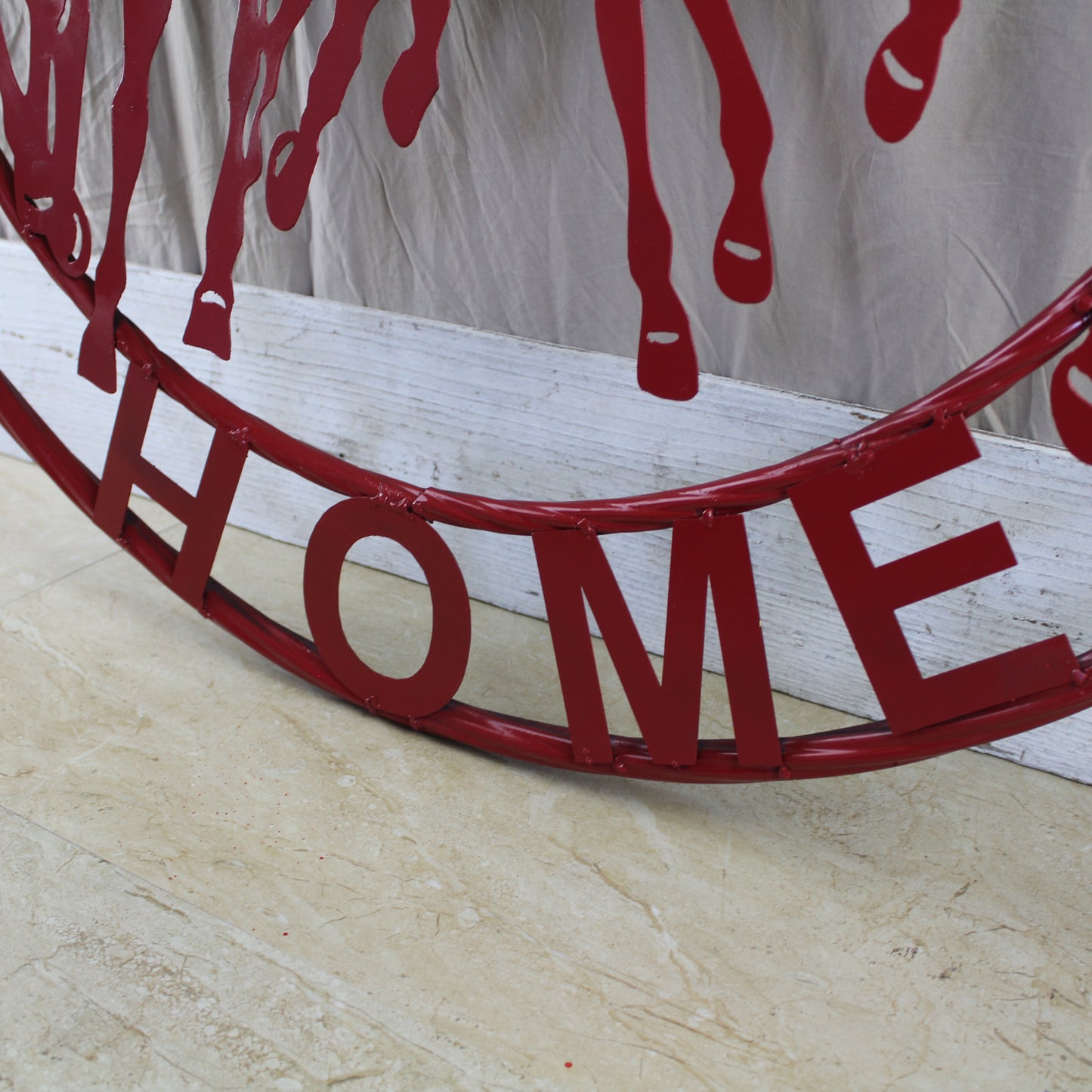 WELCOME RUNNING HORSES RUSTIC RED METAL WALL ART SIGN WESTERN HOME DECOR HANDMADE NEW #EH12719