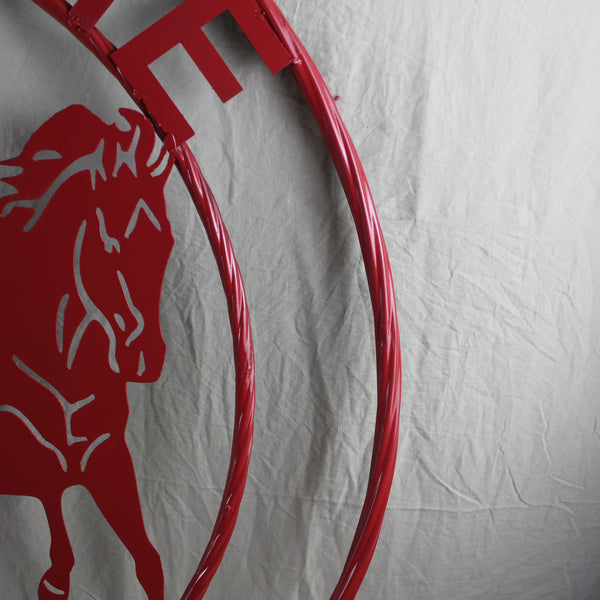 WELCOME RUNNING HORSES RUSTIC RED METAL WALL ART SIGN WESTERN HOME DECOR HANDMADE NEW #EH12719