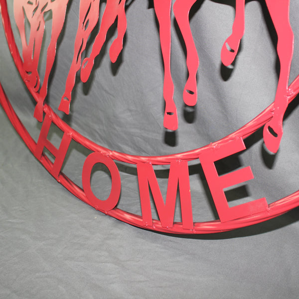 WELCOME RUNNING HORSES RUSTIC RED METAL WALL ART SIGN WESTERN HOME DECOR HANDMADE NEW #EH12719
