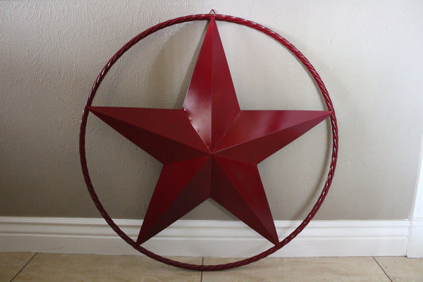 RED HERITAGE BRICK RED STAR BARN STAR METAL LONE STAR TWISTED ROPE RING WESTERN HOME DECOR HANDMADE NEW #EH10751