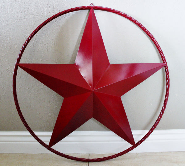 RED HERITAGE BRICK RED STAR BARN STAR METAL LONE STAR TWISTED ROPE RING WESTERN HOME DECOR HANDMADE NEW #EH10751