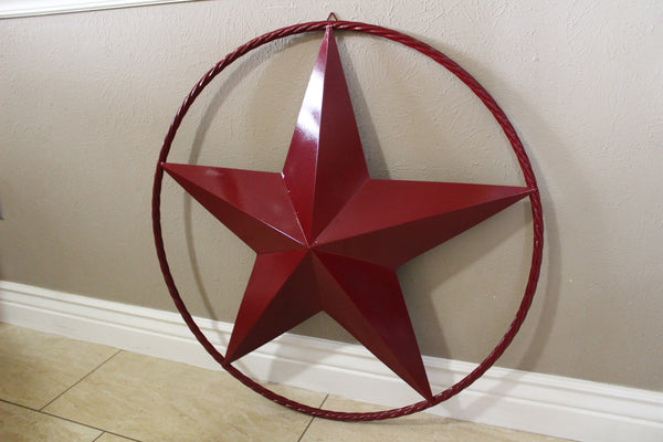 RED HERITAGE BRICK RED STAR BARN STAR METAL LONE STAR TWISTED ROPE RING WESTERN HOME DECOR HANDMADE NEW #EH10751