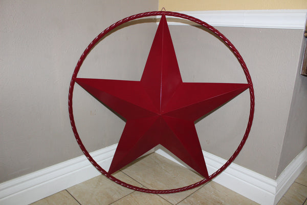 RED HERITAGE BRICK RED STAR BARN STAR METAL LONE STAR TWISTED ROPE RING WESTERN HOME DECOR HANDMADE NEW #EH10751