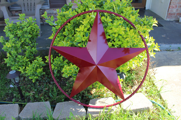 RED HERITAGE BRICK RED STAR BARN STAR METAL LONE STAR TWISTED ROPE RING WESTERN HOME DECOR HANDMADE NEW #EH10751
