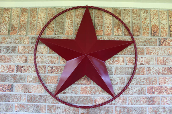 RED HERITAGE BRICK RED STAR BARN STAR METAL LONE STAR TWISTED ROPE RING WESTERN HOME DECOR HANDMADE NEW #EH10751