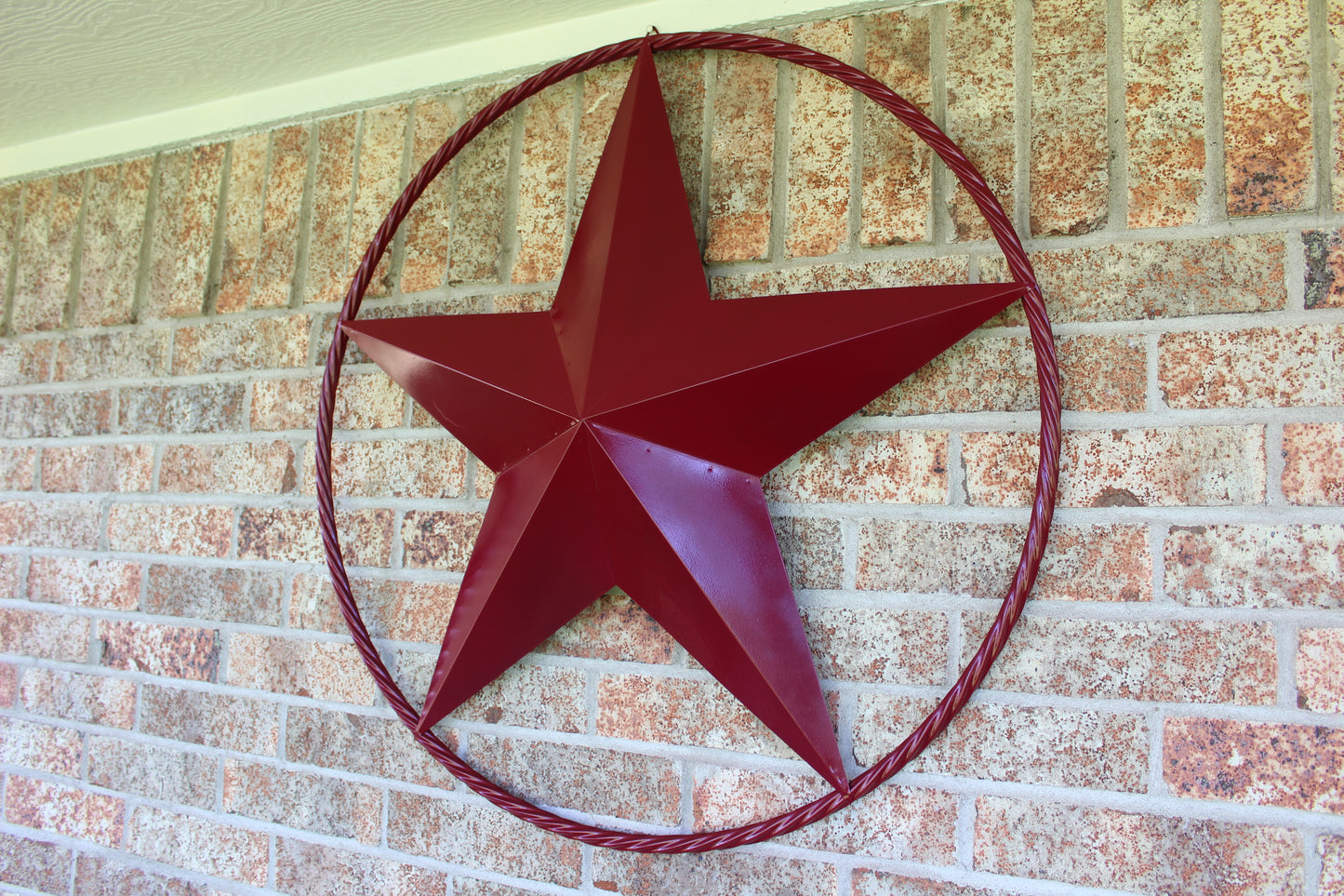 RED HERITAGE BRICK RED STAR BARN STAR METAL LONE STAR TWISTED ROPE RING WESTERN HOME DECOR HANDMADE NEW #EH10751