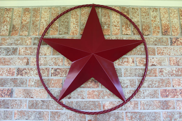 RED HERITAGE BRICK RED STAR BARN STAR METAL LONE STAR TWISTED ROPE RING WESTERN HOME DECOR HANDMADE NEW #EH10751