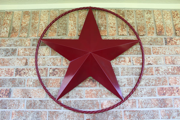 RED HERITAGE BRICK RED STAR BARN STAR METAL LONE STAR TWISTED ROPE RING WESTERN HOME DECOR HANDMADE NEW #EH10751