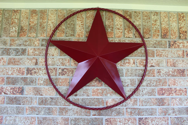 RED HERITAGE BRICK RED STAR BARN STAR METAL LONE STAR TWISTED ROPE RING WESTERN HOME DECOR HANDMADE NEW #EH10751
