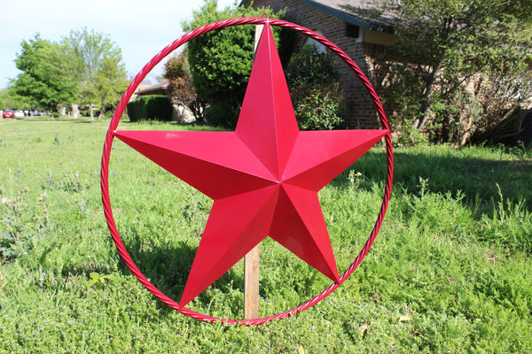 RED HERITAGE BRICK RED STAR BARN STAR METAL LONE STAR TWISTED ROPE RING WESTERN HOME DECOR HANDMADE NEW #EH10751