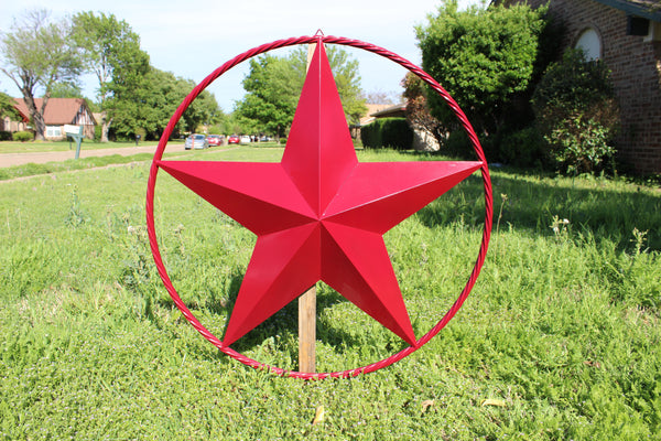 RED HERITAGE BRICK RED STAR BARN STAR METAL LONE STAR TWISTED ROPE RING WESTERN HOME DECOR HANDMADE NEW #EH10751