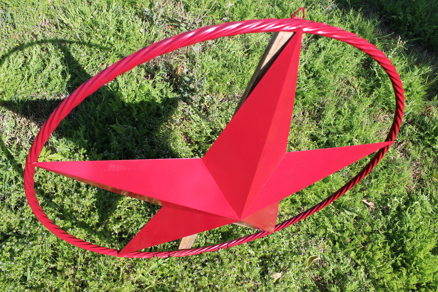 RED HERITAGE BRICK RED STAR BARN STAR METAL LONE STAR TWISTED ROPE RING WESTERN HOME DECOR HANDMADE NEW #EH10751