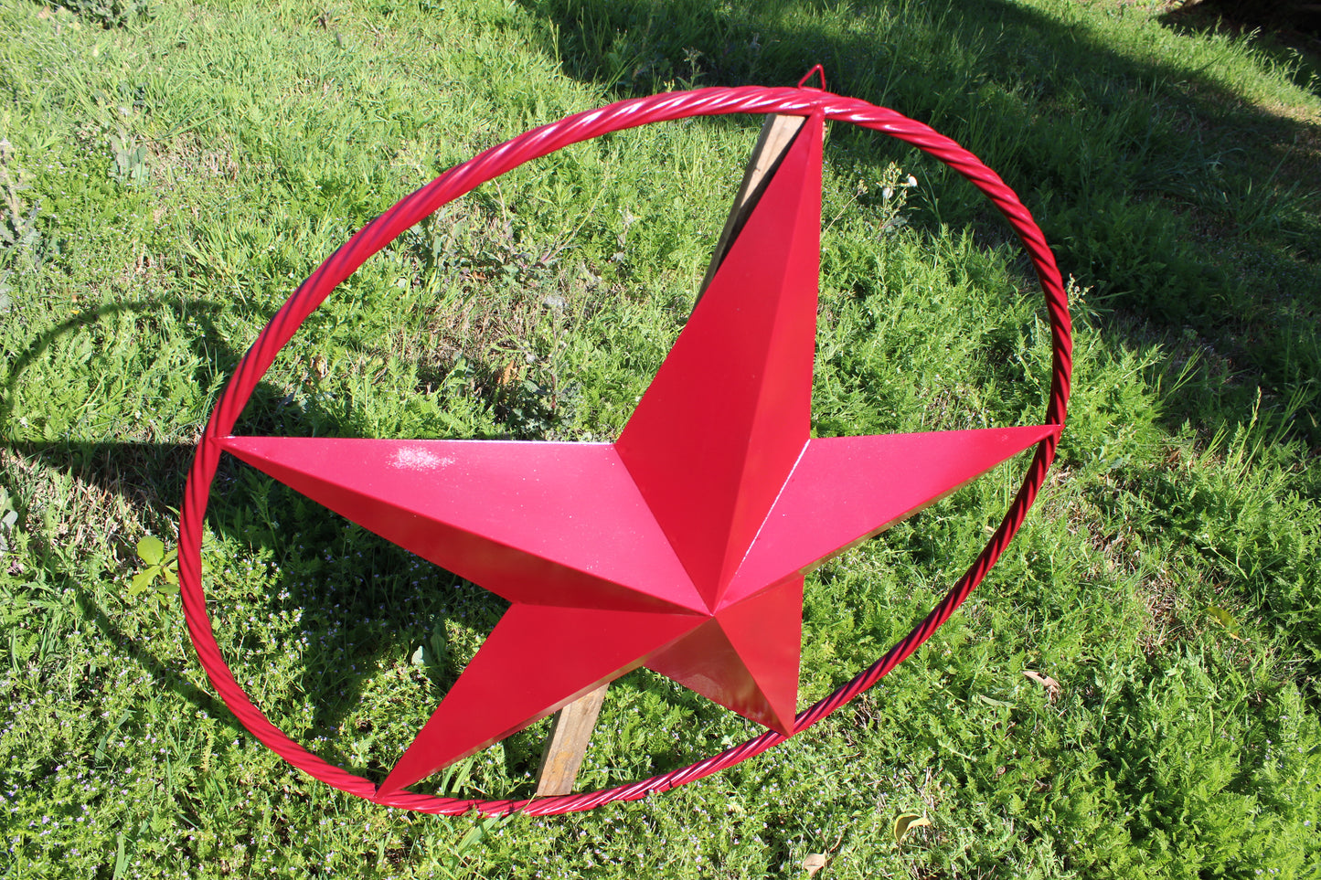 RED HERITAGE BRICK RED STAR BARN STAR METAL LONE STAR TWISTED ROPE RING WESTERN HOME DECOR HANDMADE NEW #EH10751