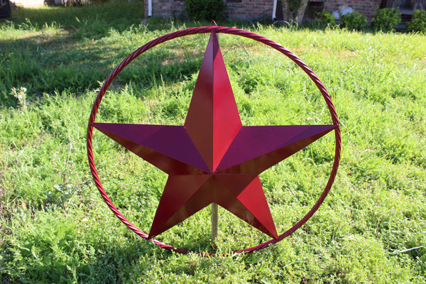 RED HERITAGE BRICK RED STAR BARN STAR METAL LONE STAR TWISTED ROPE RING WESTERN HOME DECOR HANDMADE NEW #EH10751