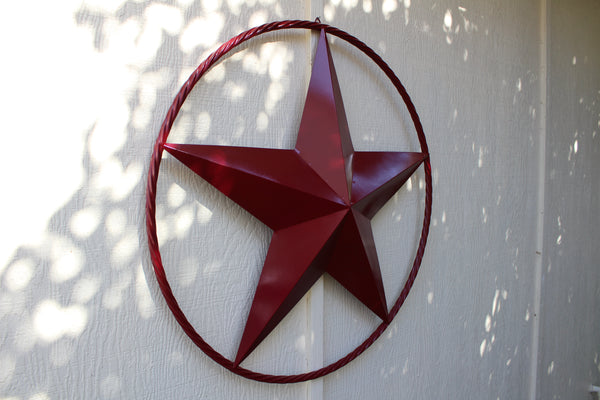 RED HERITAGE BRICK RED STAR BARN STAR METAL LONE STAR TWISTED ROPE RING WESTERN HOME DECOR HANDMADE NEW #EH10751