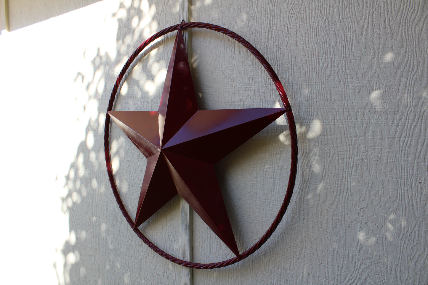 RED HERITAGE BRICK RED STAR BARN STAR METAL LONE STAR TWISTED ROPE RING WESTERN HOME DECOR HANDMADE NEW #EH10751