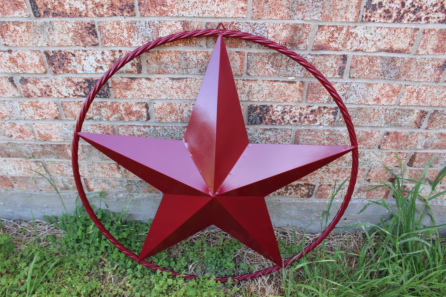 RED HERITAGE BRICK RED STAR BARN STAR METAL LONE STAR TWISTED ROPE RING WESTERN HOME DECOR HANDMADE NEW #EH10751