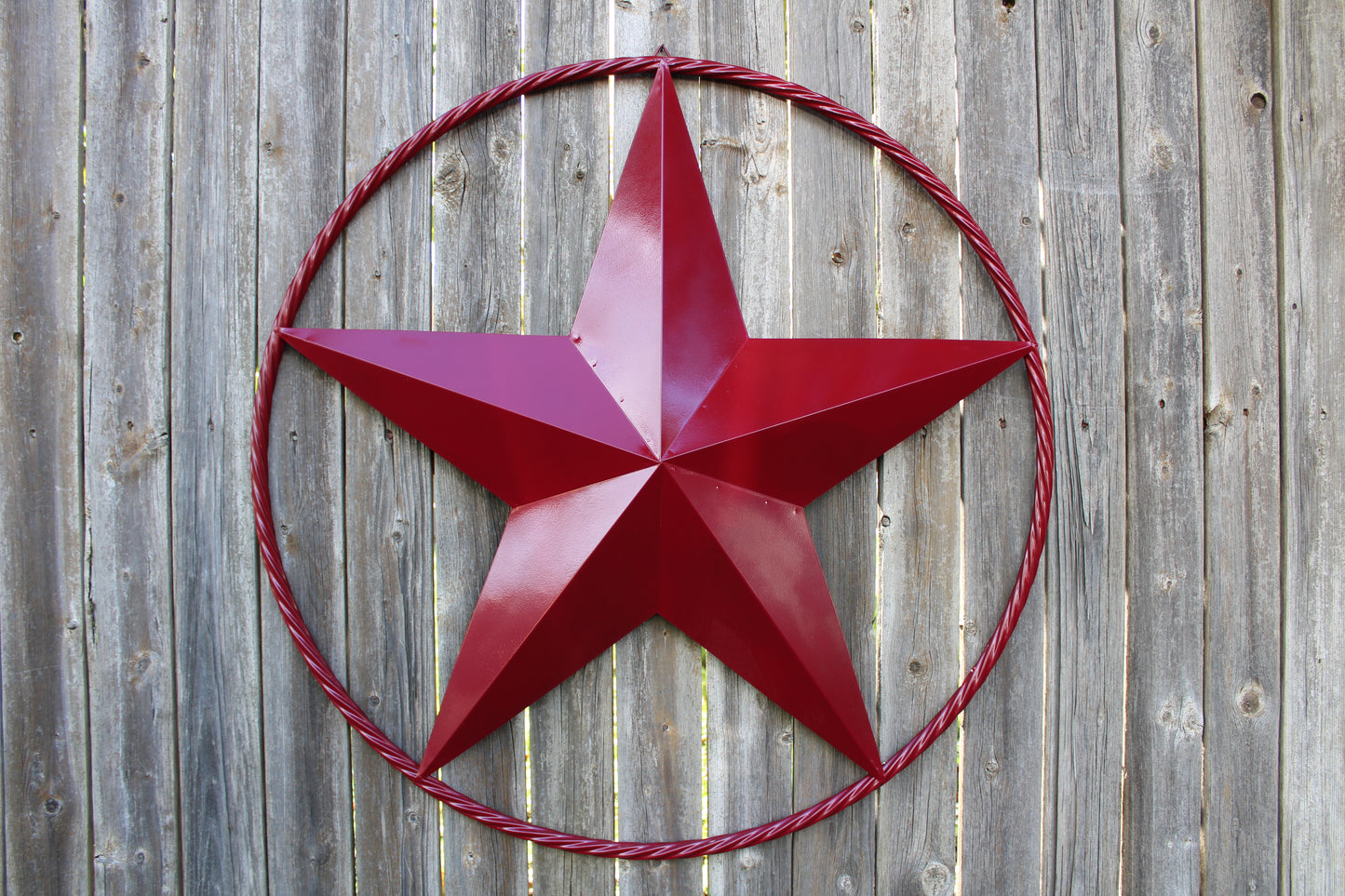 RED HERITAGE BRICK RED STAR BARN STAR METAL LONE STAR TWISTED ROPE RING WESTERN HOME DECOR HANDMADE NEW #EH10751