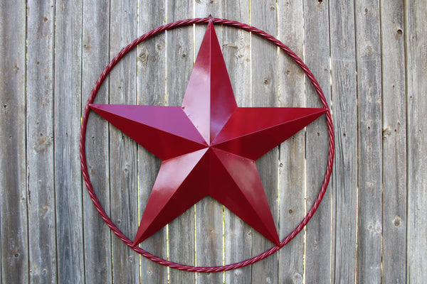 RED HERITAGE BRICK RED STAR BARN STAR METAL LONE STAR TWISTED ROPE RING WESTERN HOME DECOR HANDMADE NEW #EH10751