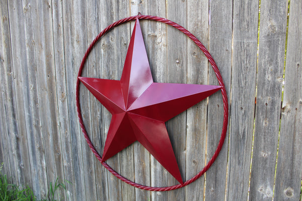 RED HERITAGE BRICK RED STAR BARN STAR METAL LONE STAR TWISTED ROPE RING WESTERN HOME DECOR HANDMADE NEW #EH10751