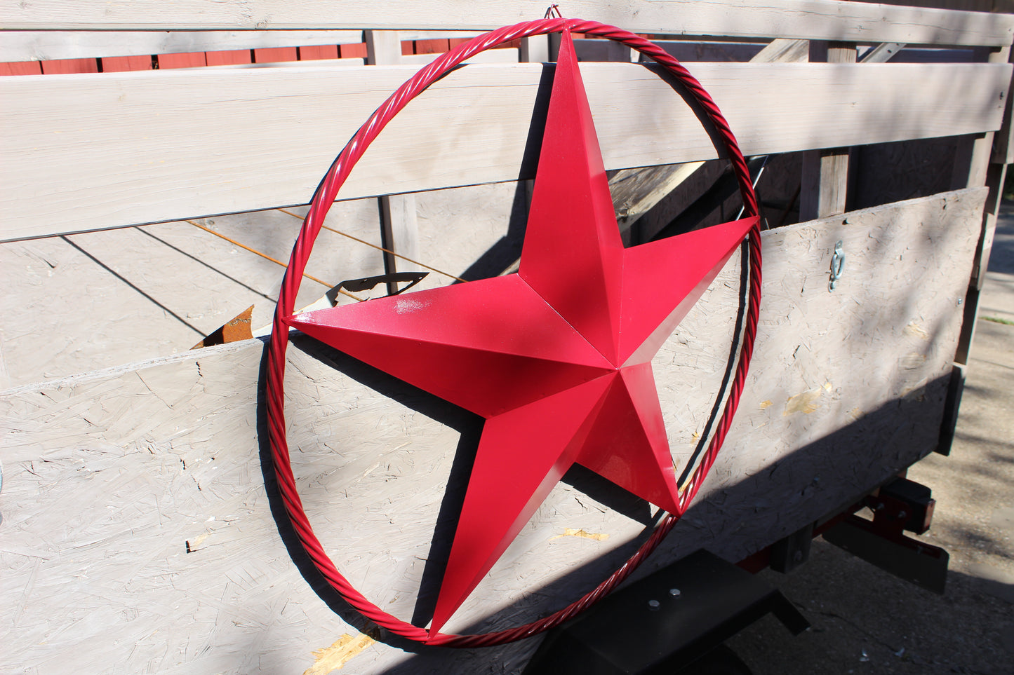 RED HERITAGE BRICK RED STAR BARN STAR METAL LONE STAR TWISTED ROPE RING WESTERN HOME DECOR HANDMADE NEW #EH10751