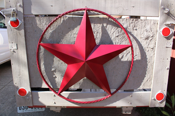 RED HERITAGE BRICK RED STAR BARN STAR METAL LONE STAR TWISTED ROPE RING WESTERN HOME DECOR HANDMADE NEW #EH10751