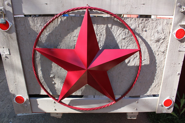 RED HERITAGE BRICK RED STAR BARN STAR METAL LONE STAR TWISTED ROPE RING WESTERN HOME DECOR HANDMADE NEW #EH10751