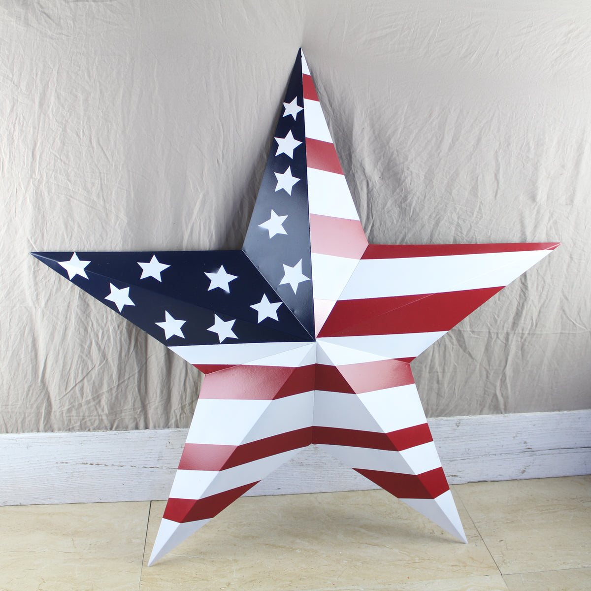 AMERICANA USA FLAG BARN STAR RED WHT BLUE STAR HANDMADE 12",24",36" #EH13297