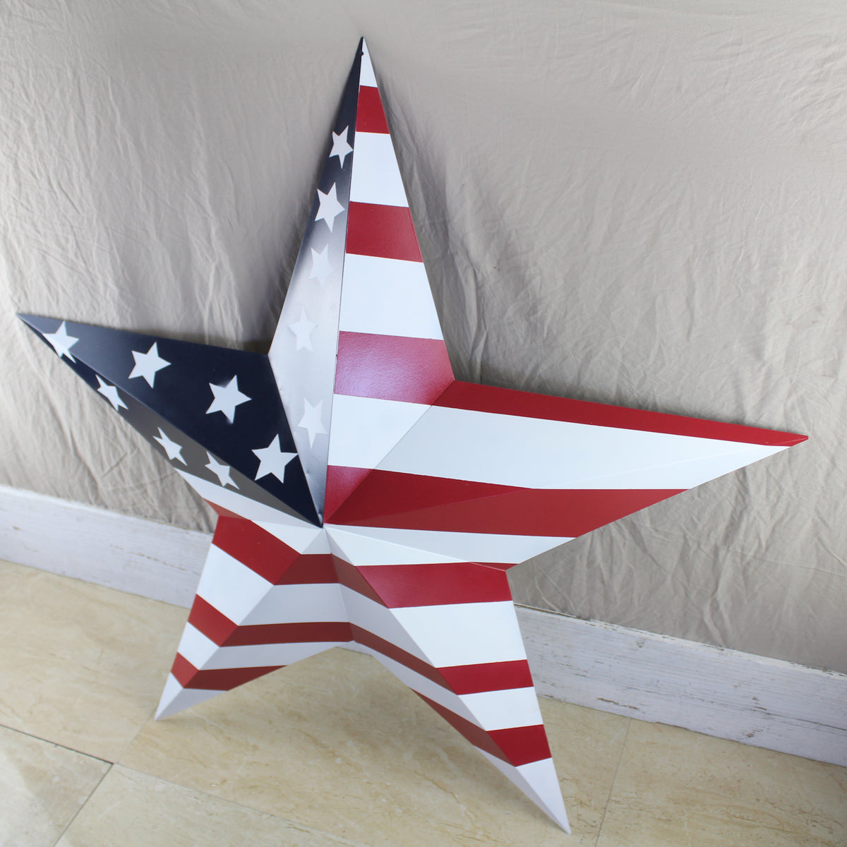 AMERICANA USA FLAG BARN STAR RED WHT BLUE STAR HANDMADE 12",24",36" #EH13297