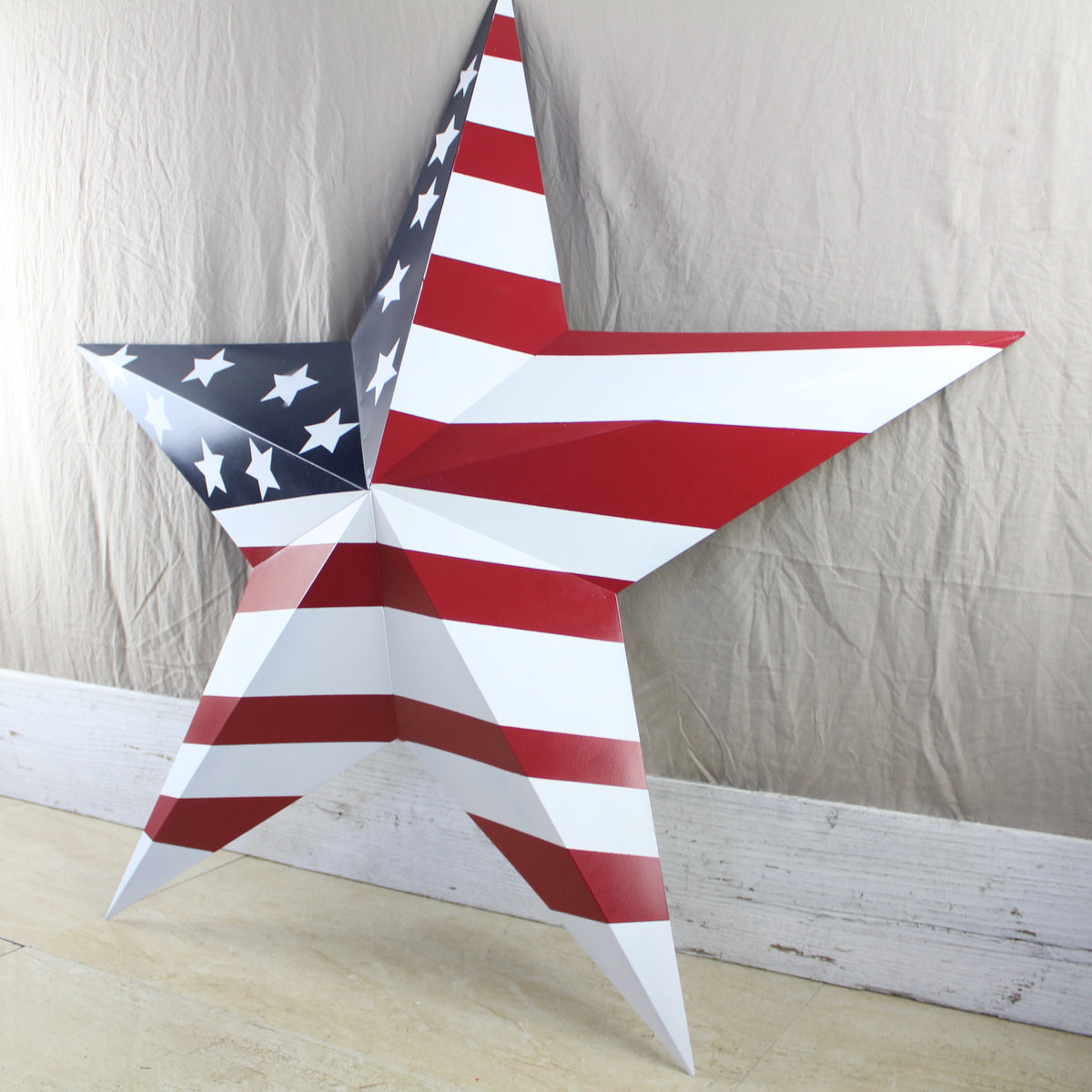 AMERICANA USA FLAG BARN STAR RED WHT BLUE STAR HANDMADE 12",24",36" #EH13297