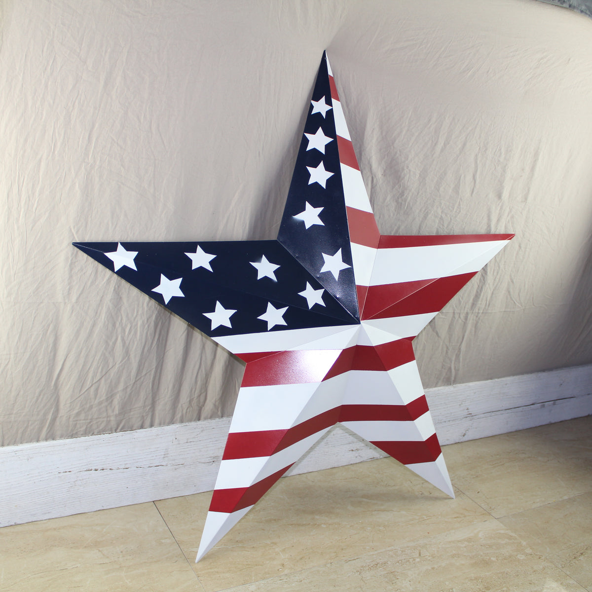 AMERICANA USA FLAG BARN STAR RED WHT BLUE STAR HANDMADE 12",24",36" #EH13297