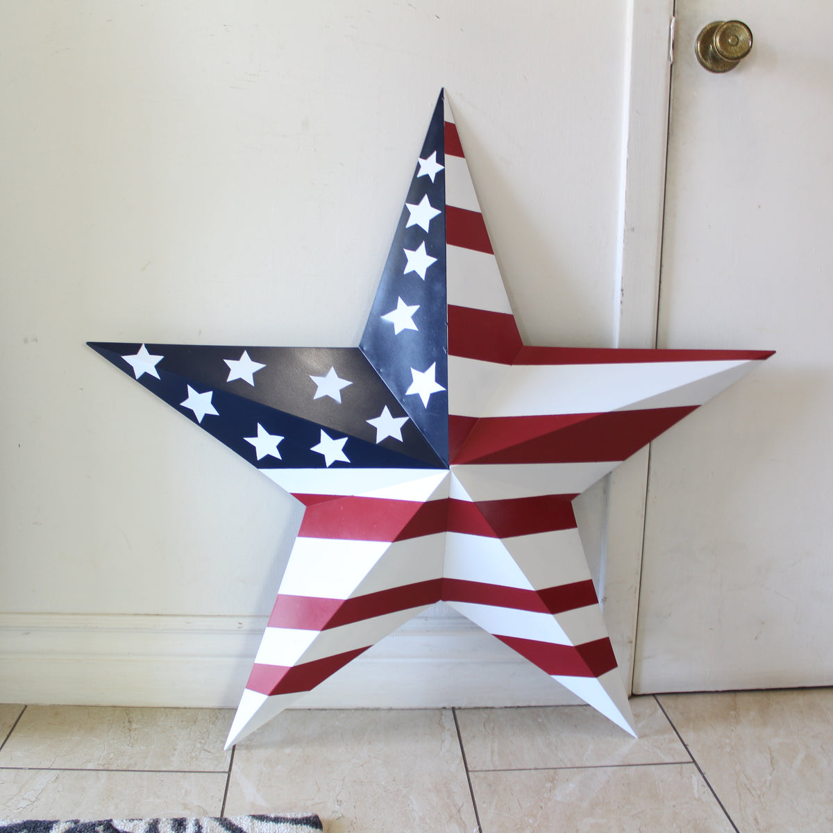 AMERICANA USA FLAG BARN STAR RED WHT BLUE STAR HANDMADE 12",24",36" #EH13297