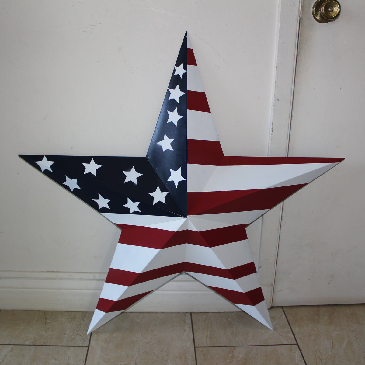AMERICANA USA FLAG BARN STAR RED WHT BLUE STAR HANDMADE 12",24",36" #EH13297