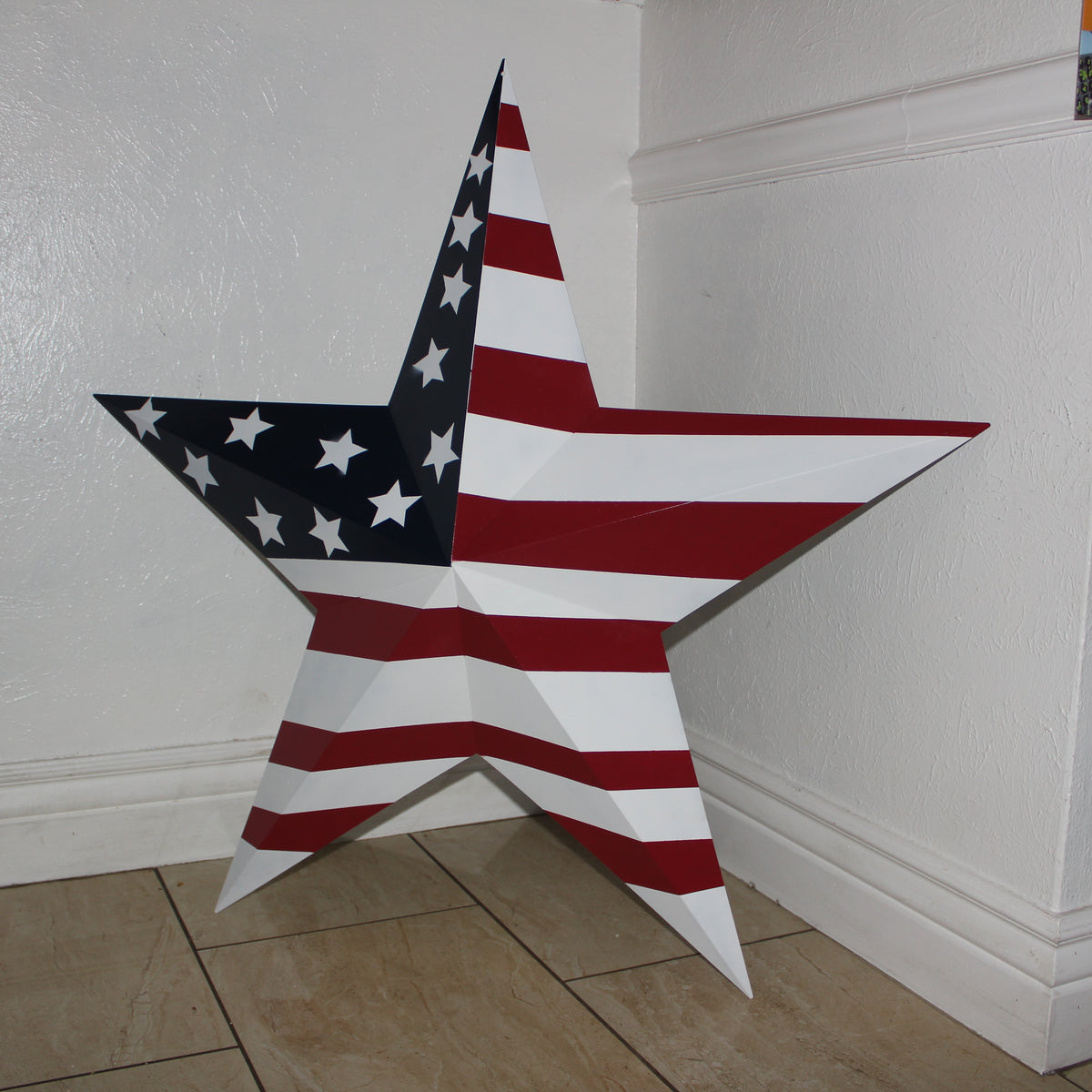 AMERICANA USA FLAG BARN STAR RED WHT BLUE STAR HANDMADE 12",24",36" #EH13297