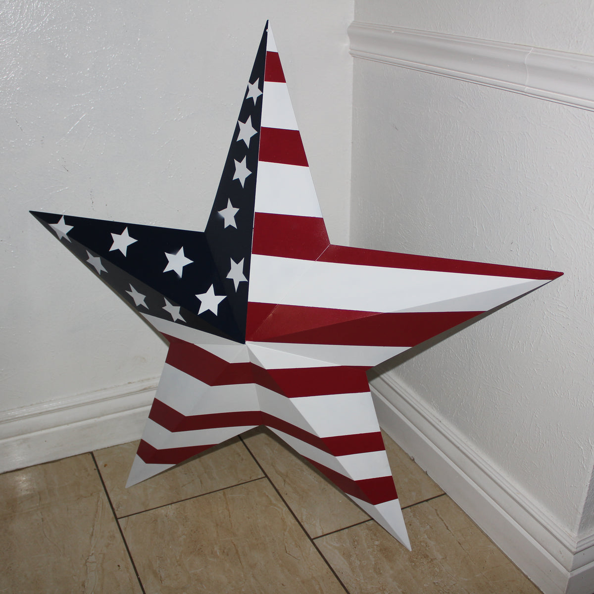 AMERICANA USA FLAG BARN STAR RED WHT BLUE STAR HANDMADE 12",24",36" #EH13297