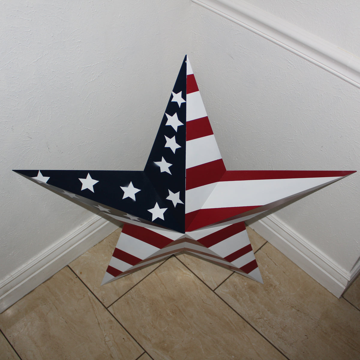 AMERICANA USA FLAG BARN STAR RED WHT BLUE STAR HANDMADE 12",24",36" #EH13297