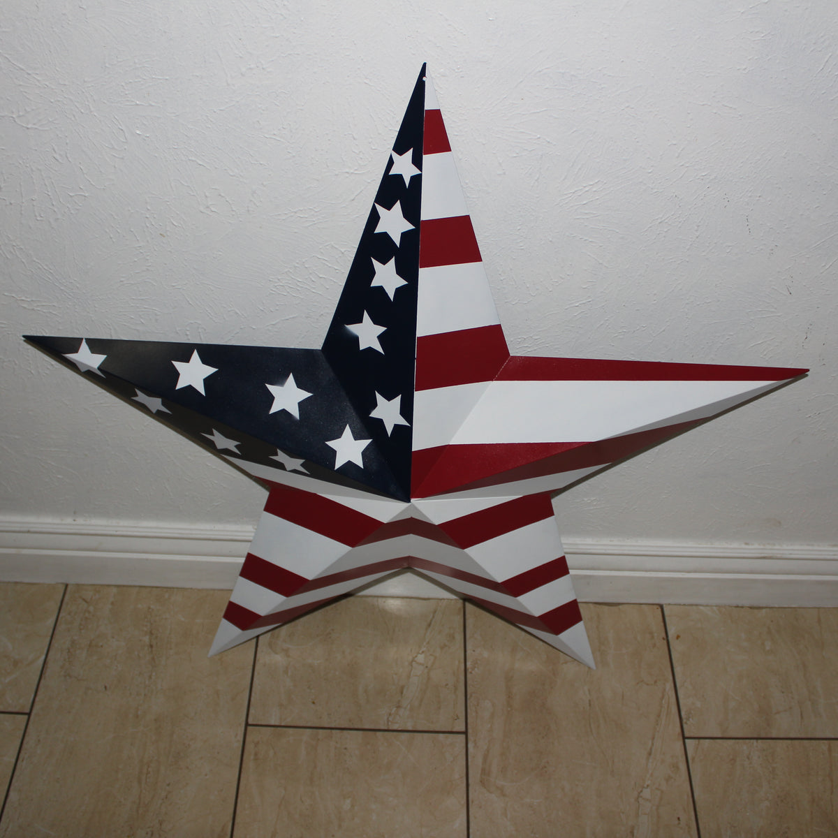 AMERICANA USA FLAG BARN STAR RED WHT BLUE STAR HANDMADE 12",24",36" #EH13297