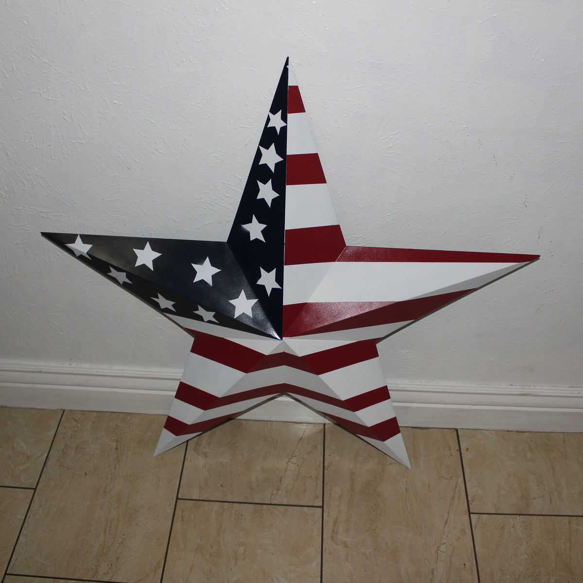 AMERICANA USA FLAG BARN STAR RED WHT BLUE STAR HANDMADE 12",24",36" #EH13297