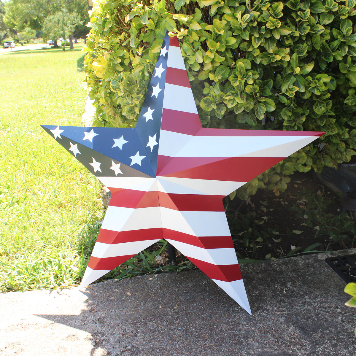 AMERICANA USA FLAG BARN STAR RED WHT BLUE STAR HANDMADE 12",24",36" #EH13297