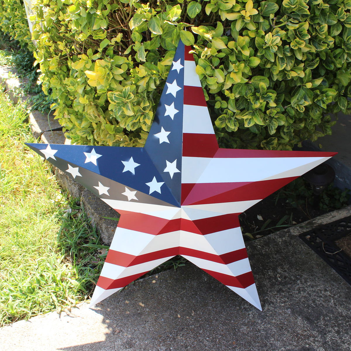 AMERICANA USA FLAG BARN STAR RED WHT BLUE STAR HANDMADE 12",24",36" #EH13297