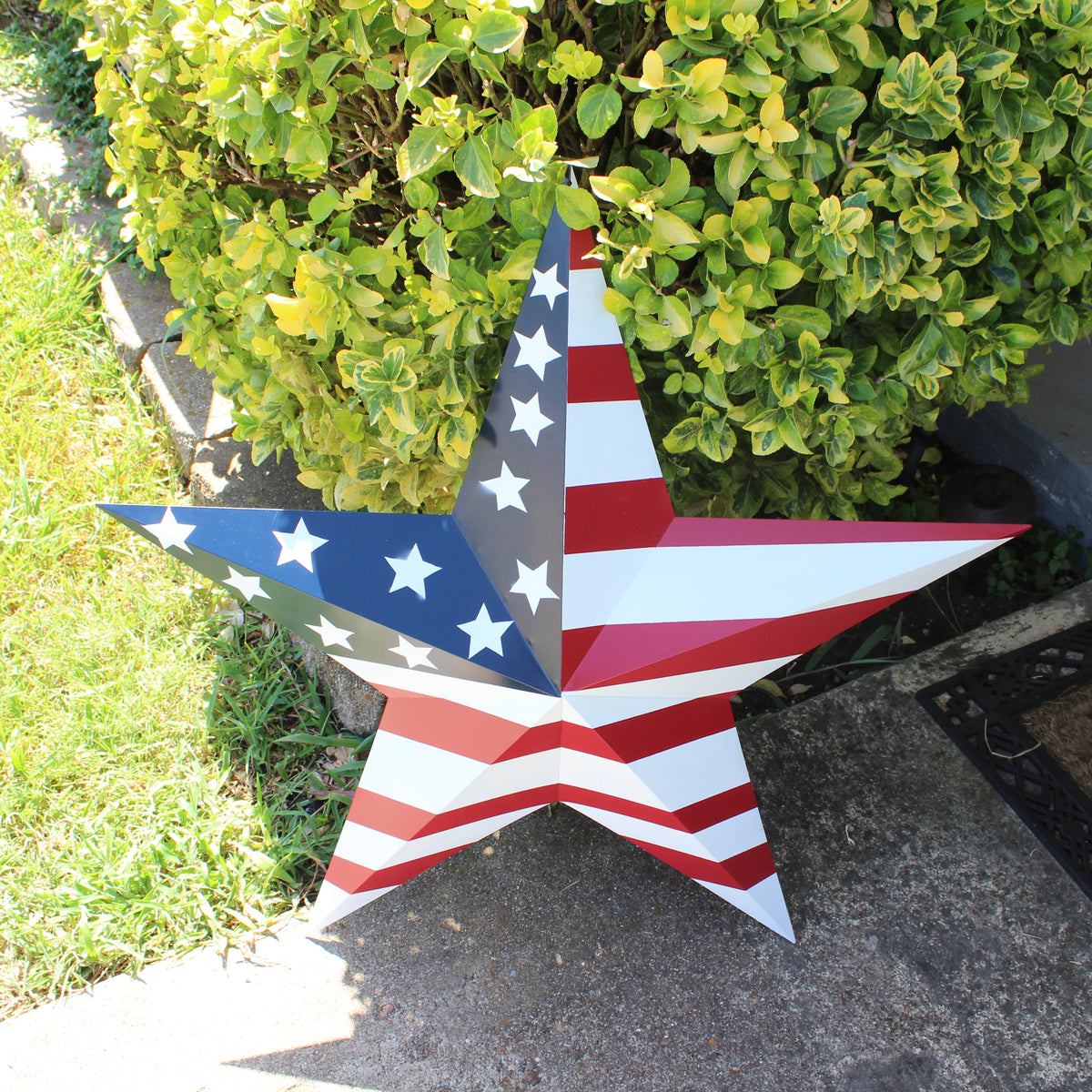 AMERICANA USA FLAG BARN STAR RED WHT BLUE STAR HANDMADE 12",24",36" #EH13297