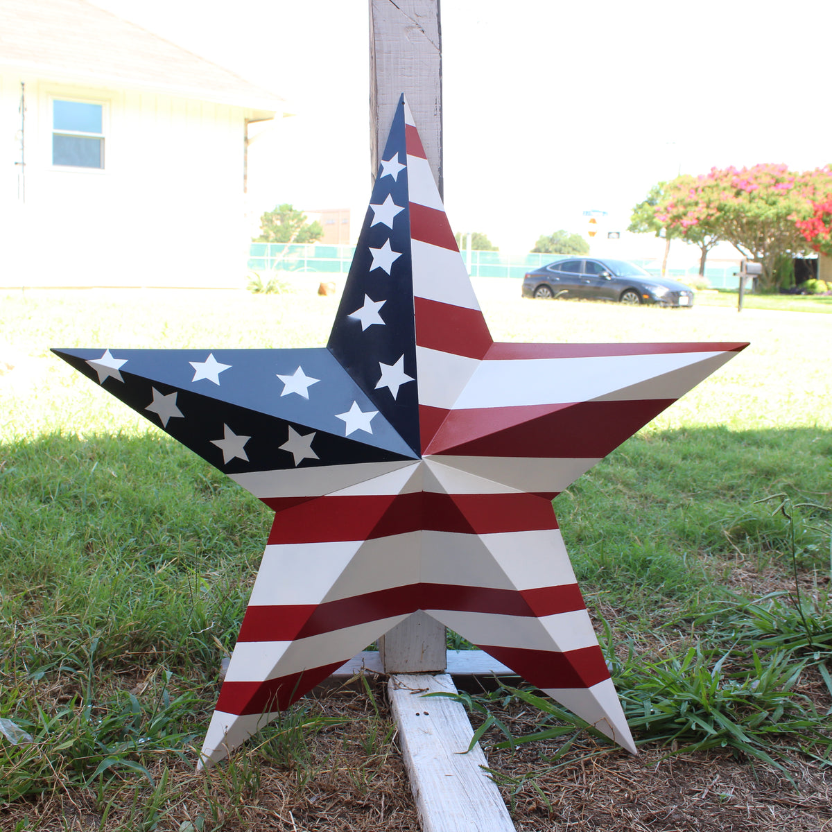 AMERICANA USA FLAG BARN STAR RED WHT BLUE STAR HANDMADE 12",24",36" #EH13297