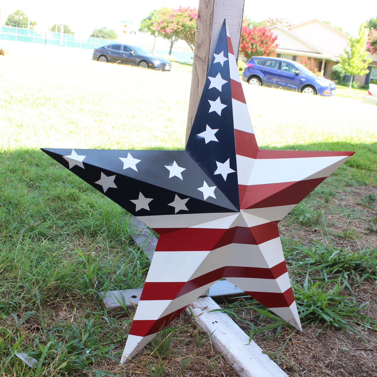 AMERICANA USA FLAG BARN STAR RED WHT BLUE STAR HANDMADE 12",24",36" #EH13297