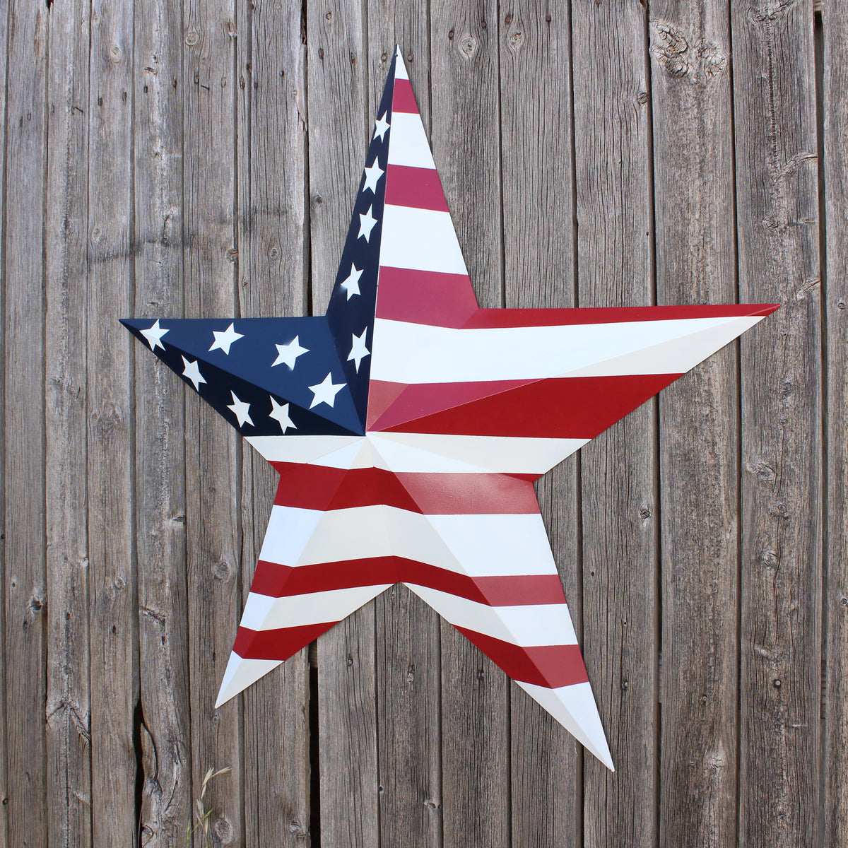 AMERICANA USA FLAG BARN STAR RED WHT BLUE STAR HANDMADE 12",24",36" #EH13297
