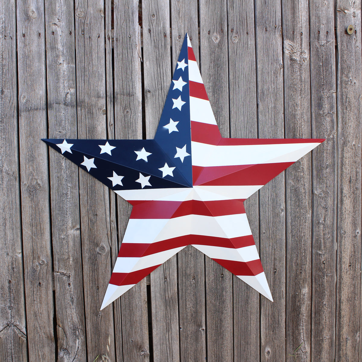 AMERICANA USA FLAG BARN STAR RED WHT BLUE STAR HANDMADE 12",24",36" #EH13297