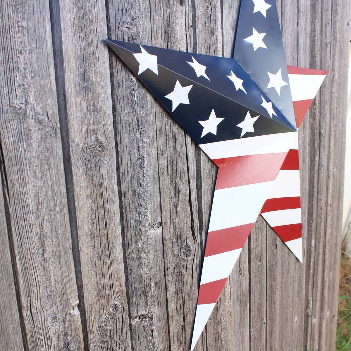 AMERICANA USA FLAG BARN STAR RED WHT BLUE STAR HANDMADE 12",24",36" #EH13297